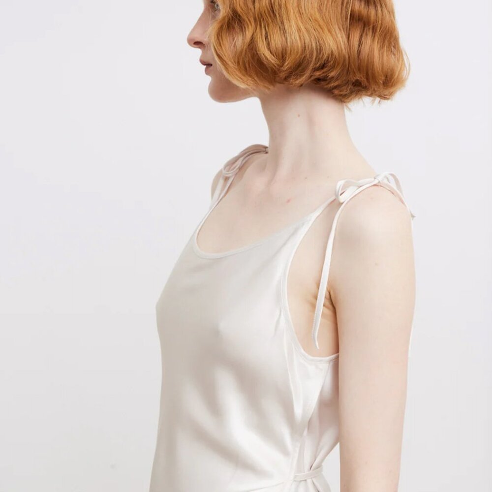 Acne Studios White Satin Wrap Tank--Size 38 - Picture 6 of 6
